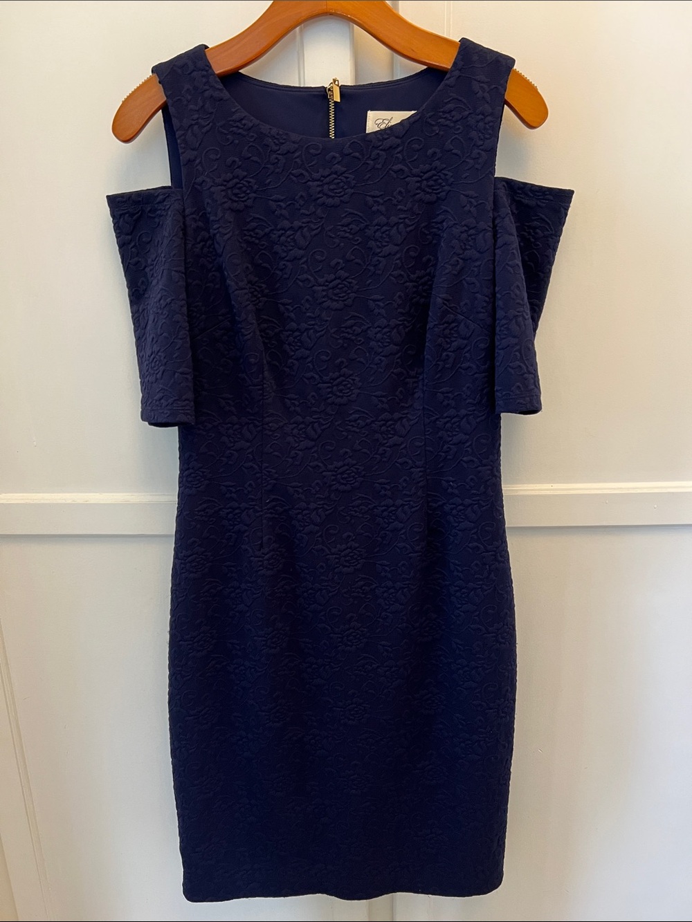Eliza J Navy Floral Cold-Shoulder Mini Dress - Size 8